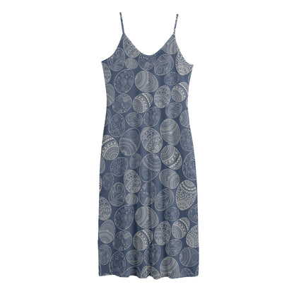 Bohemian Easter Eggs Pattern Print Jersey Midi Cami Dress