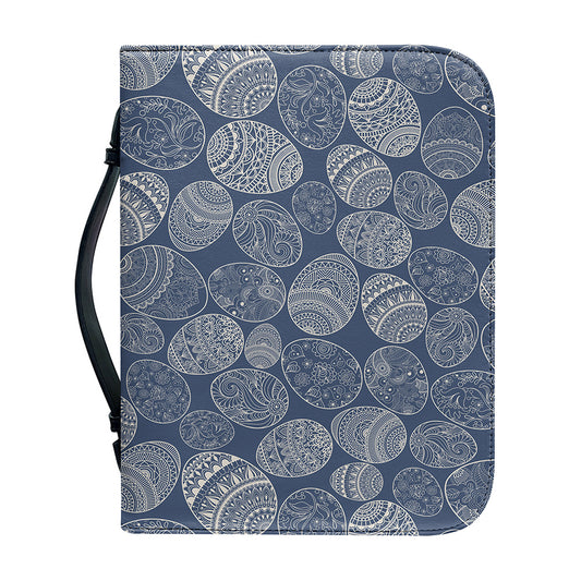 Bohemian Easter Eggs Pattern Print Leather Bible Cover