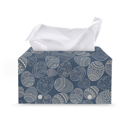 Bohemian Easter Eggs Pattern Print Leather Tissue Box Cover