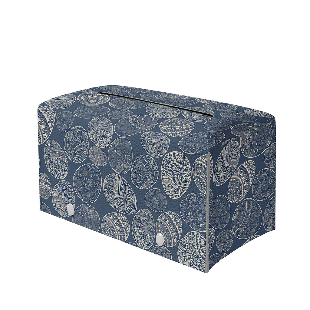 Bohemian Easter Eggs Pattern Print Leather Tissue Box Cover