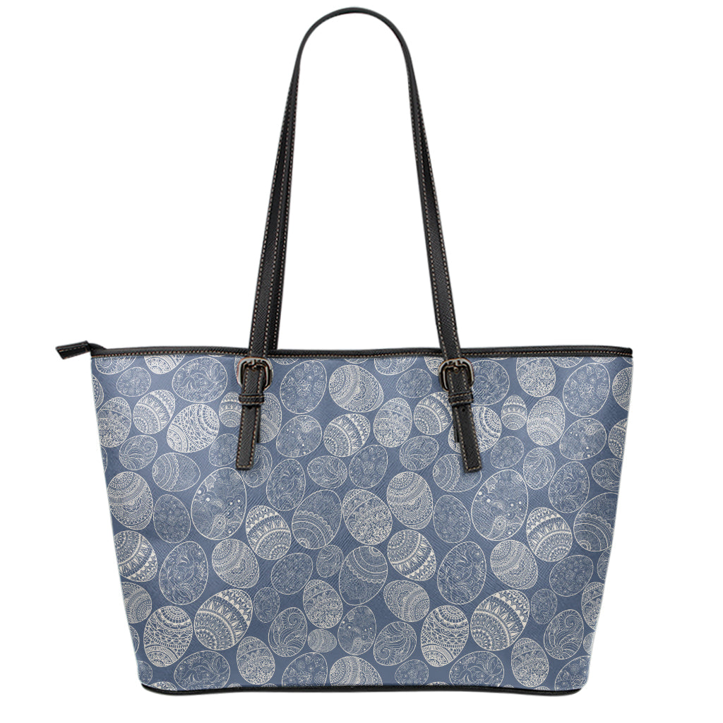 Bohemian Easter Eggs Pattern Print Leather Tote Bag