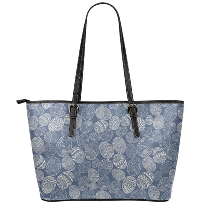 Bohemian Easter Eggs Pattern Print Leather Tote Bag
