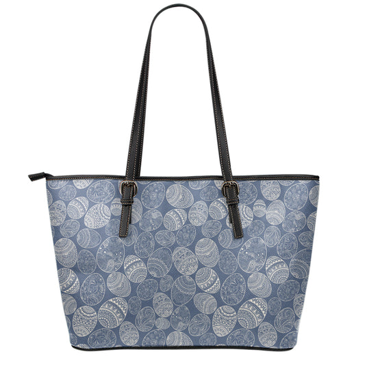 Bohemian Easter Eggs Pattern Print Leather Tote Bag