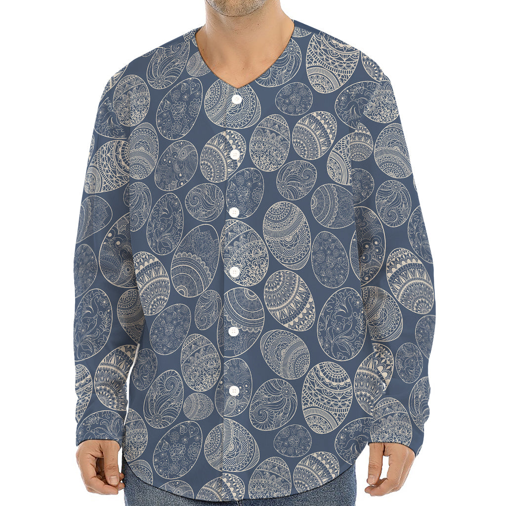 Bohemian Easter Eggs Pattern Print Long Sleeve Baseball Jersey