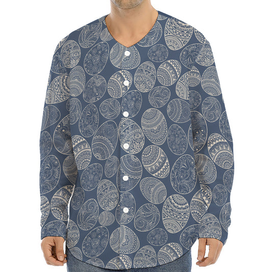 Bohemian Easter Eggs Pattern Print Long Sleeve Baseball Jersey