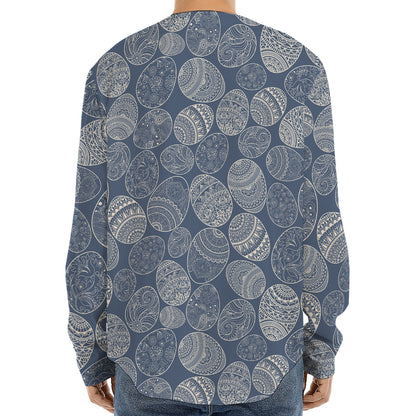 Bohemian Easter Eggs Pattern Print Long Sleeve Baseball Jersey