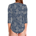 Bohemian Easter Eggs Pattern Print Long Sleeve Swimsuit