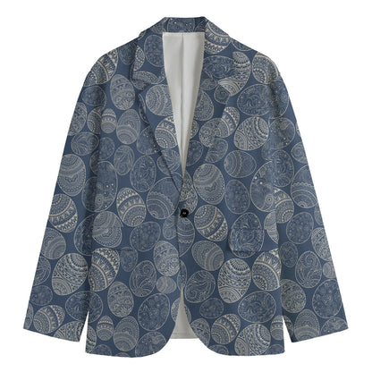 Bohemian Easter Eggs Pattern Print Men's Cotton Blazer