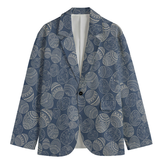 Bohemian Easter Eggs Pattern Print Men's Cotton Blazer