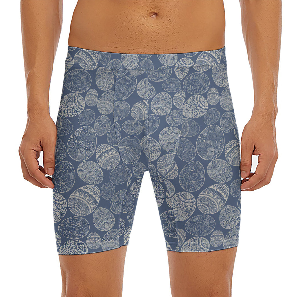 Bohemian Easter Eggs Pattern Print Men's Long Boxer Briefs