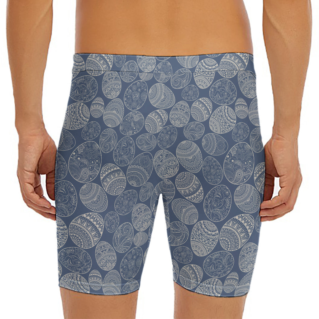Bohemian Easter Eggs Pattern Print Men's Long Boxer Briefs