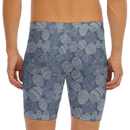 Bohemian Easter Eggs Pattern Print Men's Long Boxer Briefs