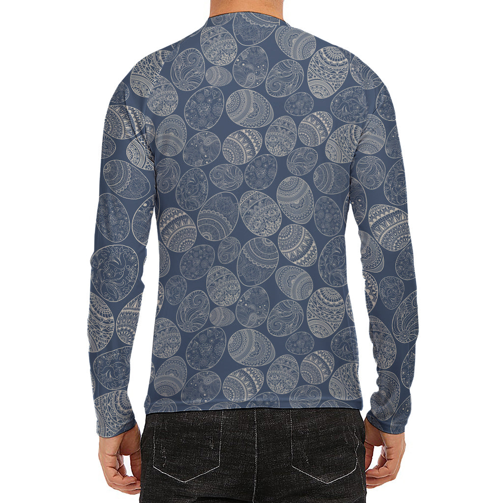 Bohemian Easter Eggs Pattern Print Men's Long Sleeve Rash Guard