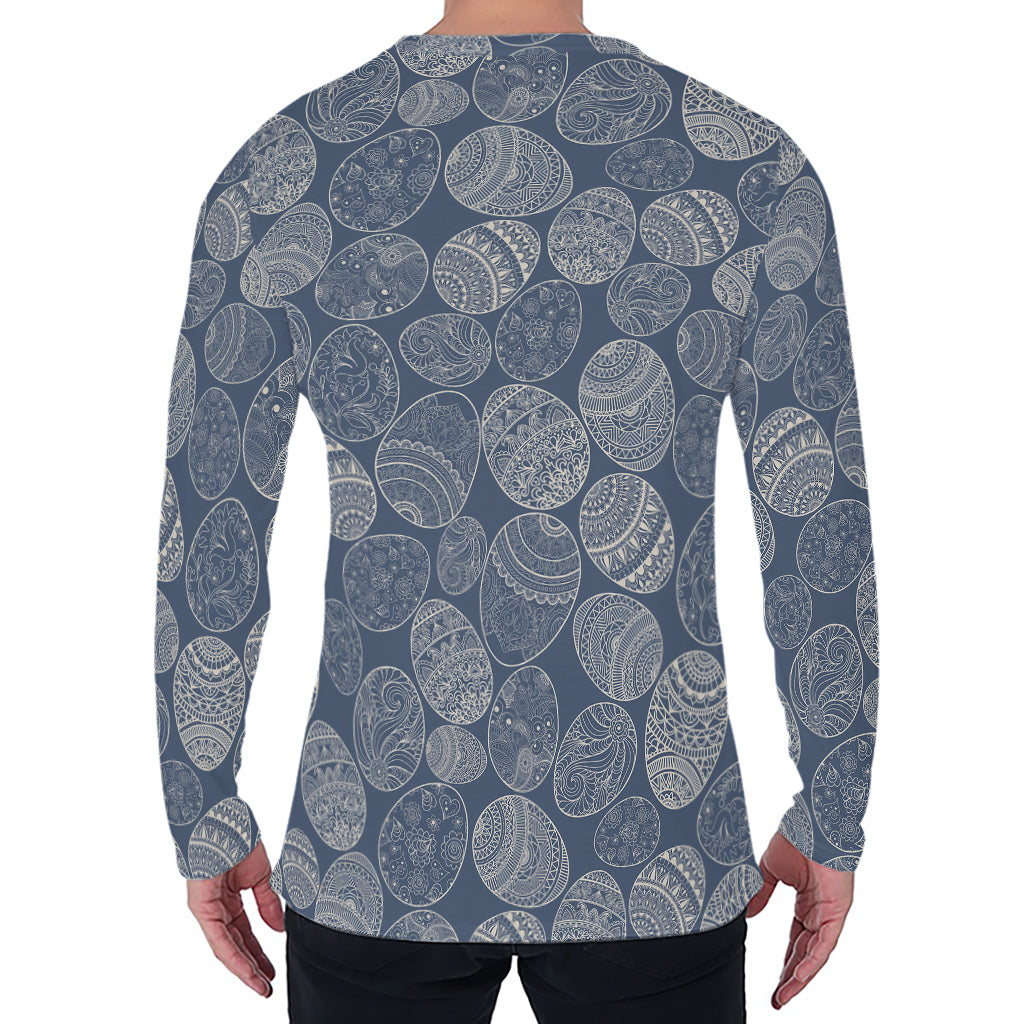 Bohemian Easter Eggs Pattern Print Men's Long Sleeve T-Shirt