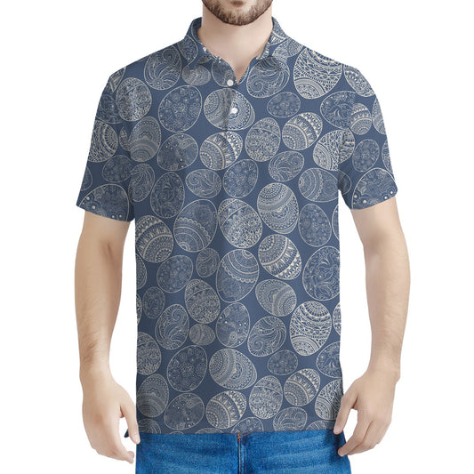 Bohemian Easter Eggs Pattern Print Men's Polo Shirt