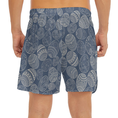 Bohemian Easter Eggs Pattern Print Men's Split Running Shorts