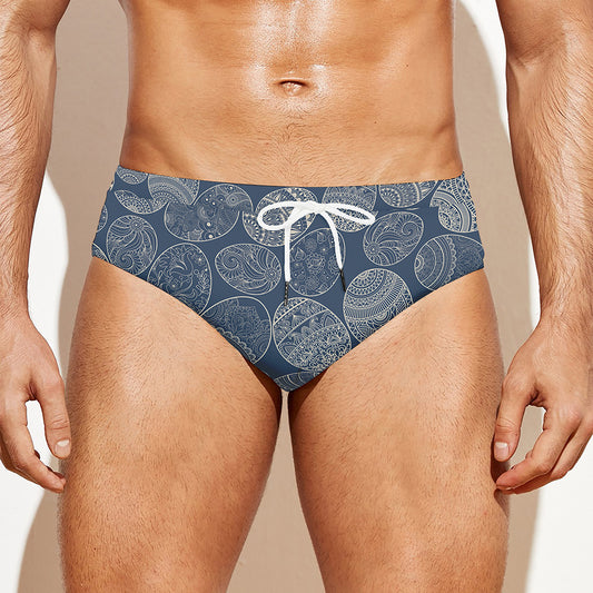 Bohemian Easter Eggs Pattern Print Men's Swim Briefs