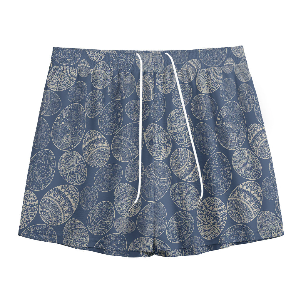 Bohemian Easter Eggs Pattern Print Mesh Shorts
