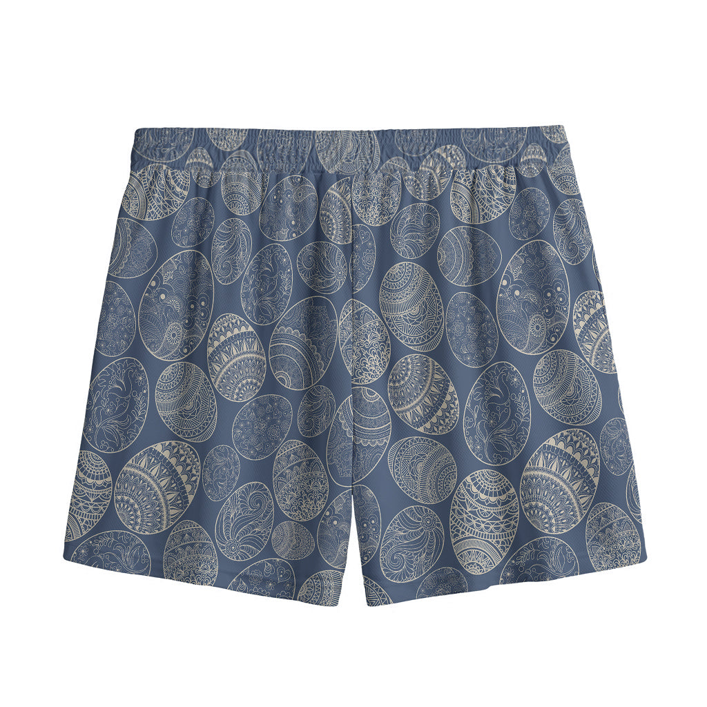 Bohemian Easter Eggs Pattern Print Mesh Shorts