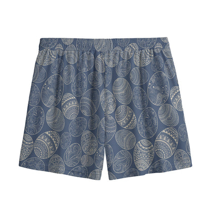 Bohemian Easter Eggs Pattern Print Mesh Shorts