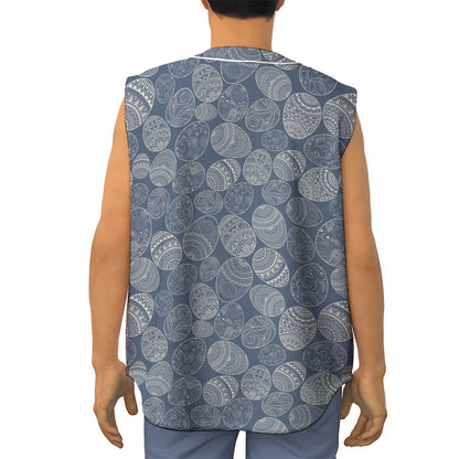 Bohemian Easter Eggs Pattern Print Sleeveless Baseball Jersey