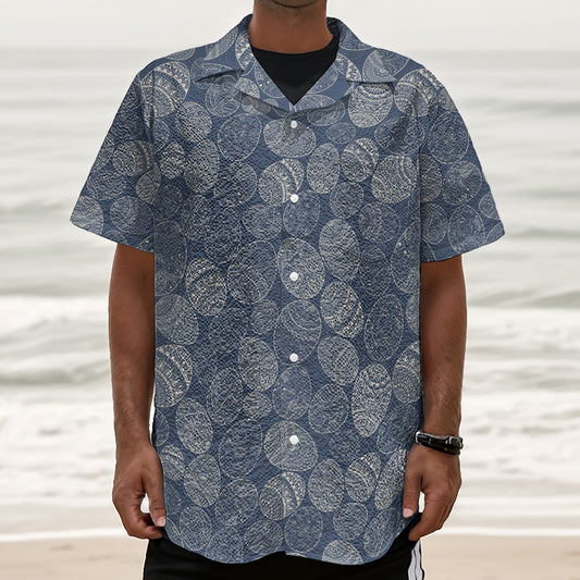 Bohemian Easter Eggs Pattern Print Textured Short Sleeve Shirt