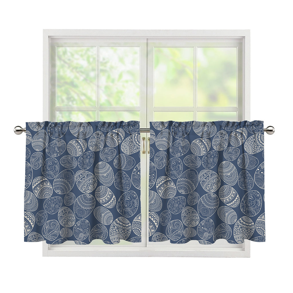 Bohemian Easter Eggs Pattern Print Tier Curtains