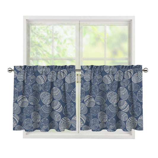 Bohemian Easter Eggs Pattern Print Tier Curtains