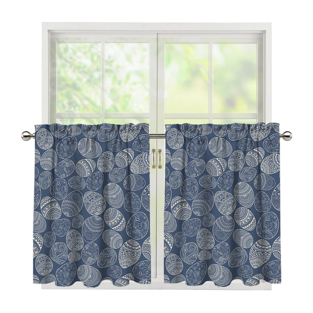 Bohemian Easter Eggs Pattern Print Tier Curtains