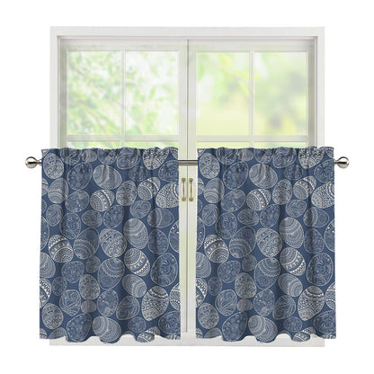 Bohemian Easter Eggs Pattern Print Tier Curtains
