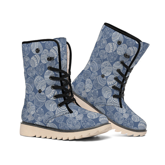 Bohemian Easter Eggs Pattern Print Winter Boots