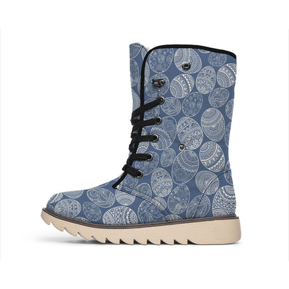 Bohemian Easter Eggs Pattern Print Winter Boots