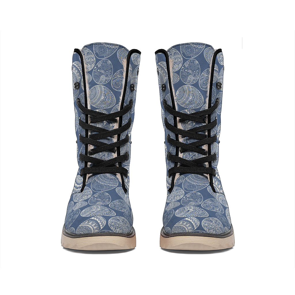 Bohemian Easter Eggs Pattern Print Winter Boots