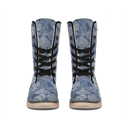 Bohemian Easter Eggs Pattern Print Winter Boots