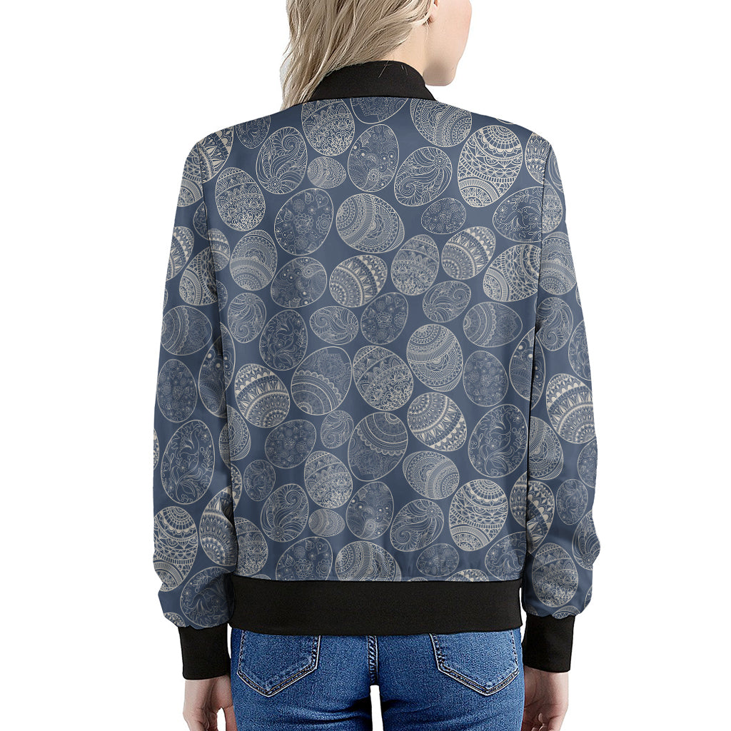 Bohemian Easter Eggs Pattern Print Women's Bomber Jacket