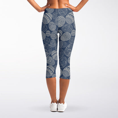 Bohemian Easter Eggs Pattern Print Women's Capri Leggings