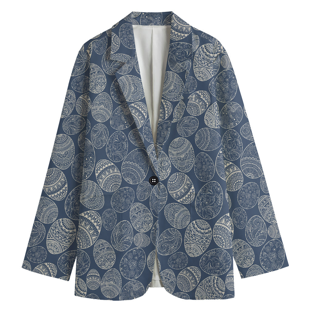 Bohemian Easter Eggs Pattern Print Women's Cotton Blazer