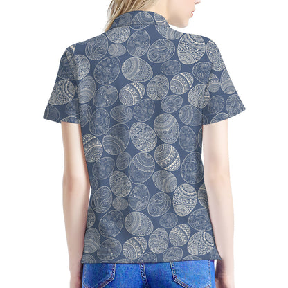 Bohemian Easter Eggs Pattern Print Women's Polo Shirt