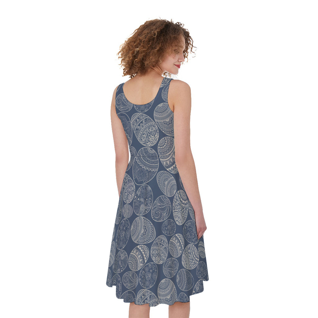 Bohemian Easter Eggs Pattern Print Women's Sleeveless Dress