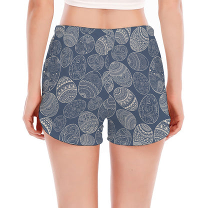 Bohemian Easter Eggs Pattern Print Women's Split Running Shorts
