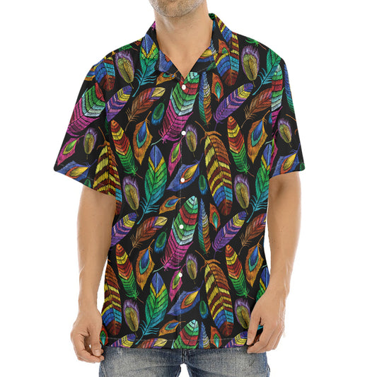 Bohemian Feather Pattern Print Aloha Shirt