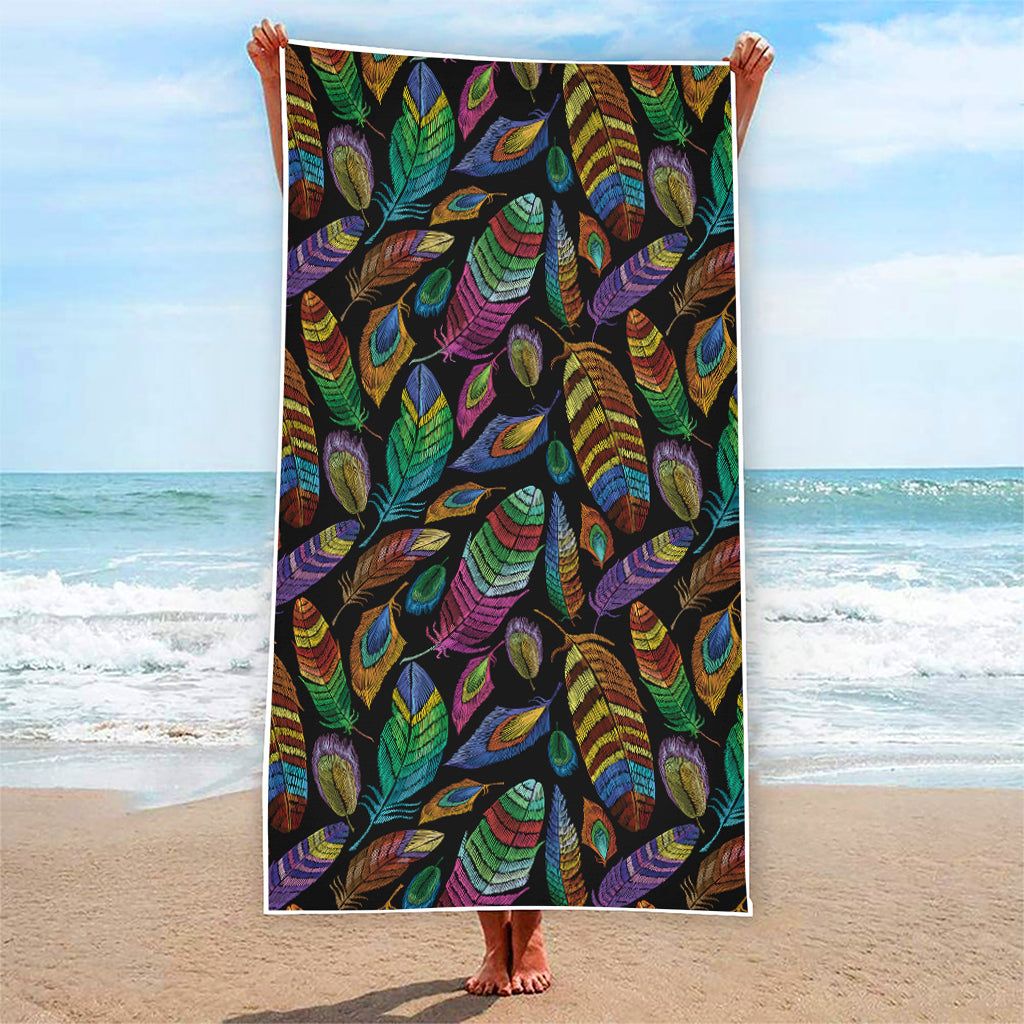 Bohemian Feather Pattern Print Beach Towel