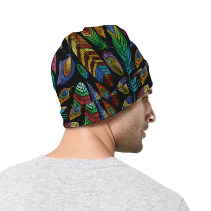 Bohemian Feather Pattern Print Beanie