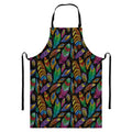Bohemian Feather Pattern Print Bib Apron With Pocket