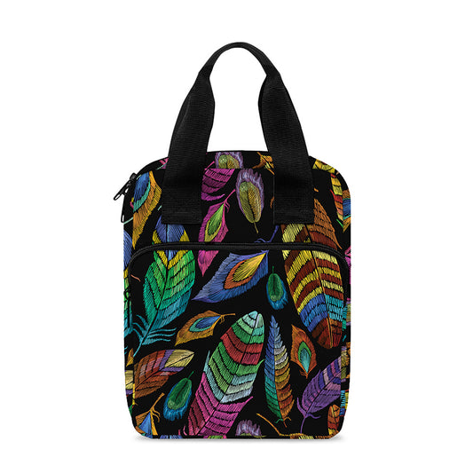 Bohemian Feather Pattern Print Bible Tote Bag