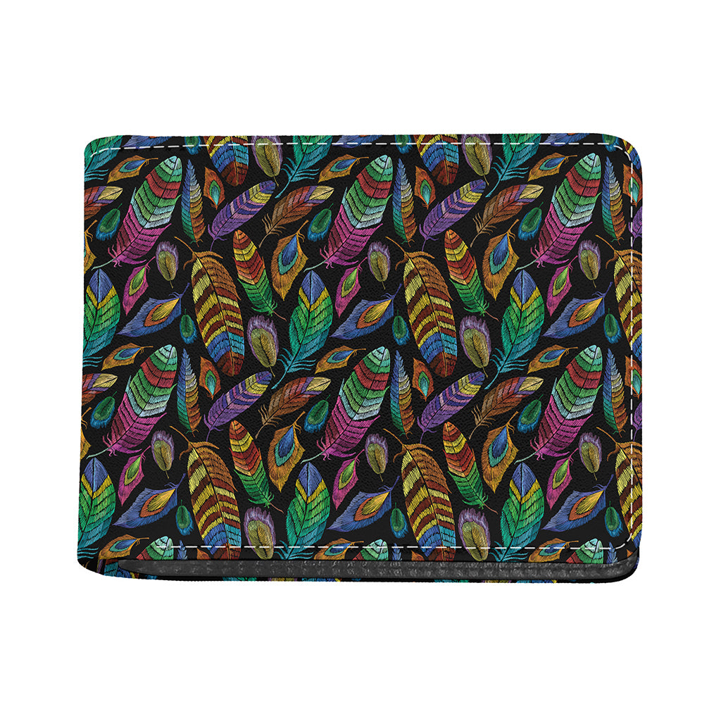 Bohemian Feather Pattern Print Bifold Wallet
