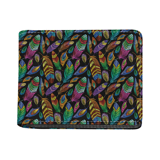 Bohemian Feather Pattern Print Bifold Wallet