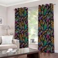 Bohemian Feather Pattern Print Dimout Grommet Curtains