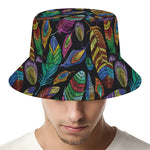 Bohemian Feather Pattern Print Bucket Hat