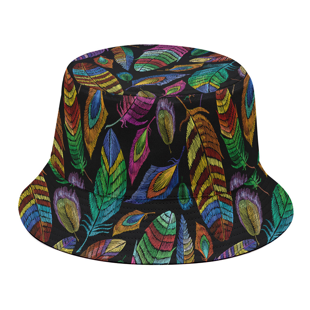 Bohemian Feather Pattern Print Bucket Hat